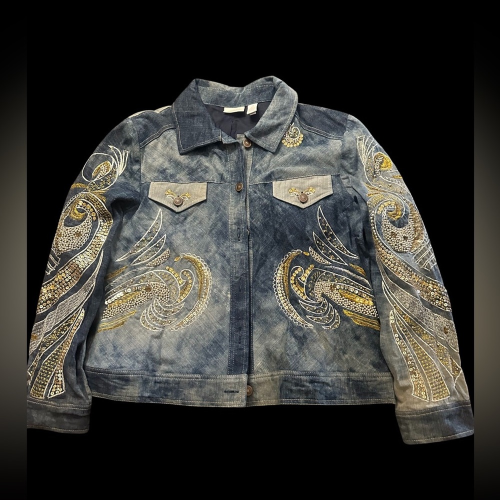 Chico’s heavily jeweled Jean Jacket. Rare version. Like new.